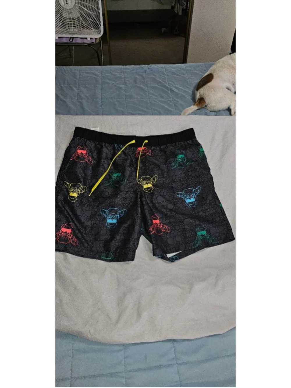 Playaz mens Black Swim Trunks XL with Colorful Skulls
